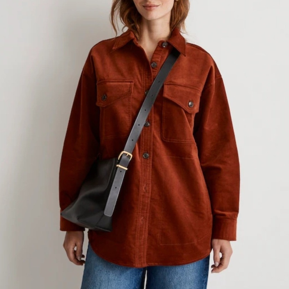 Madewell Corduroy Twill Oversized Shirt-Jacket Women Small Stained Mahogany Rust